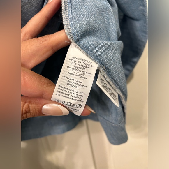 Madewell Crop Swing Chambray Cotton Tank Top - Picture 5 of 7